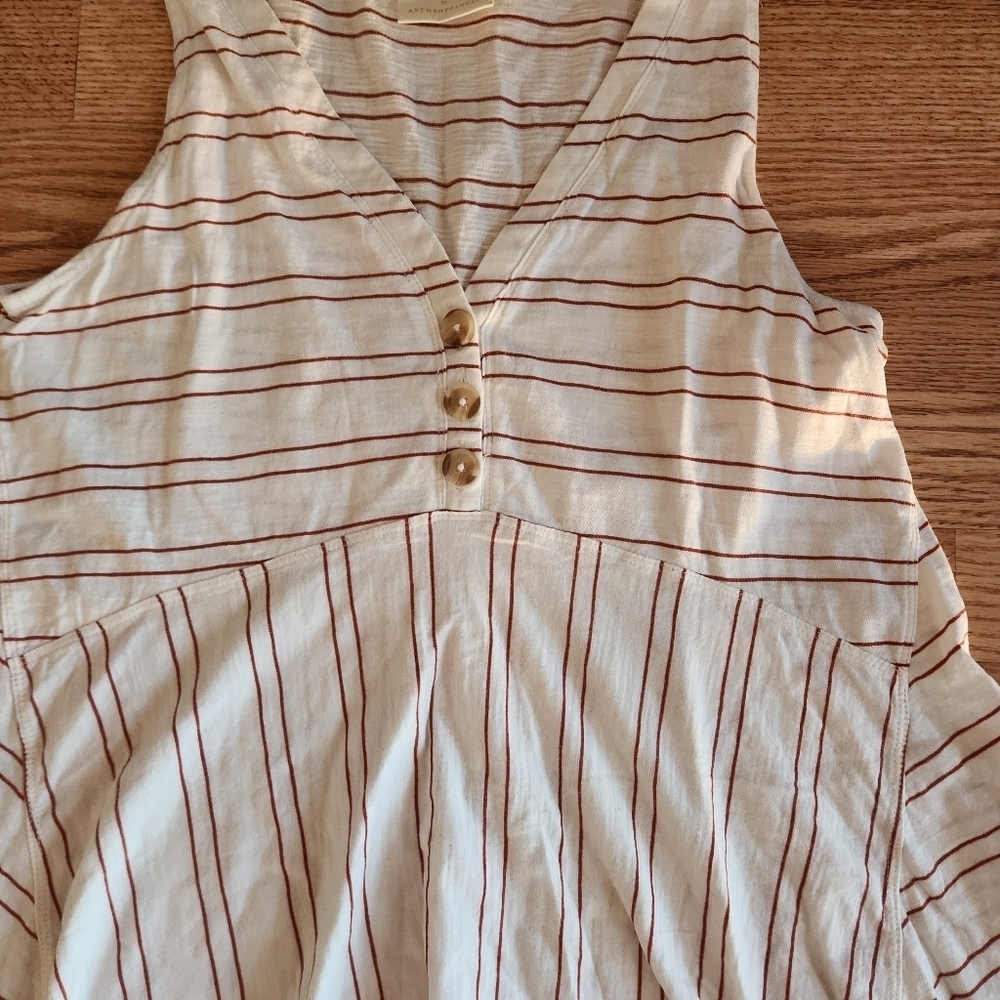 EUC Anthropologie Maeve Cream and Red Striped Blouse, Size S - Picture 3 of 6